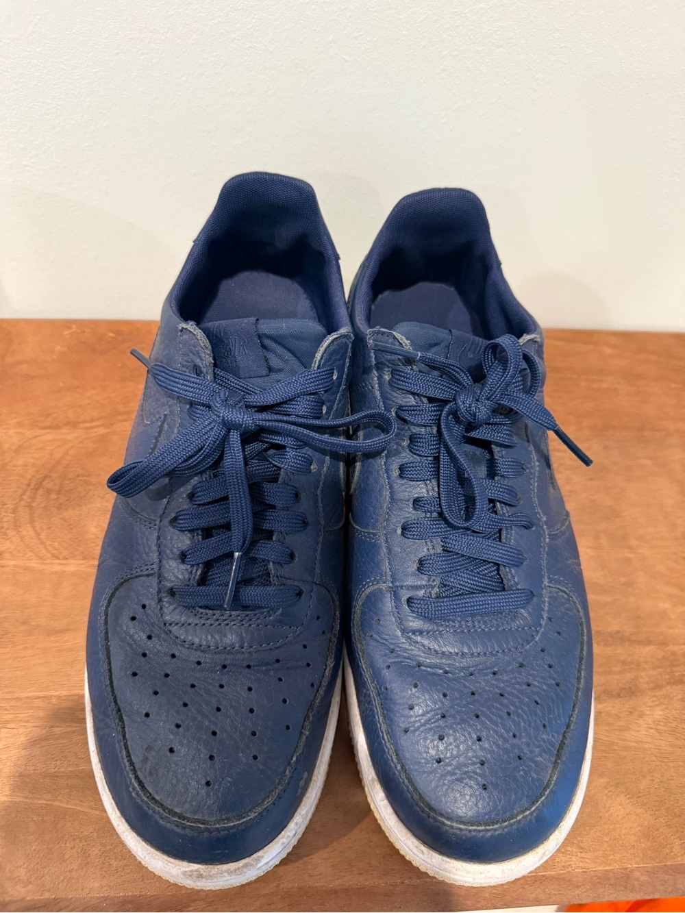 Nike Navy Blue Leather Lace-Up Sneakers